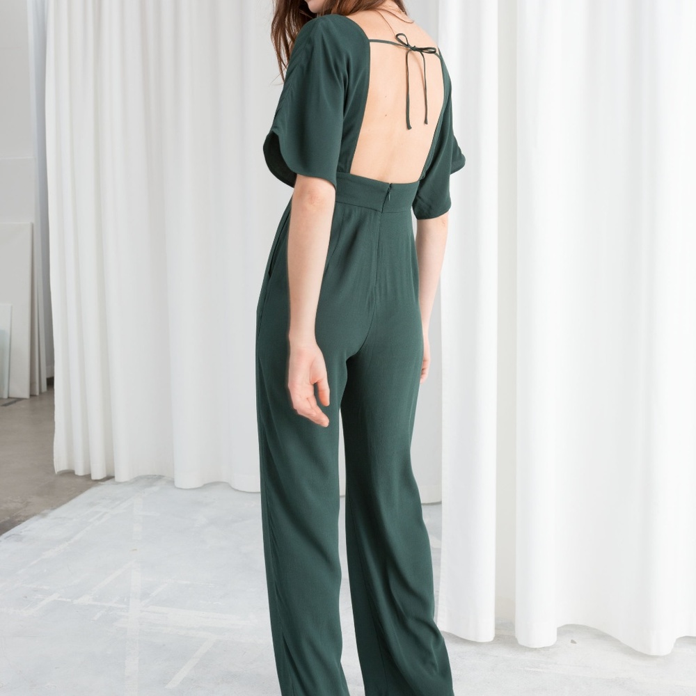 🚫SOLD🚫 NWT & Other Stories plunge green jumpsuit - Picture 2 of 4